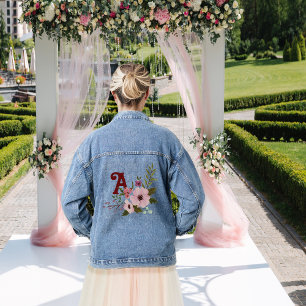 Antiek Bloemen Monogram Bachelorette Party Denim Jacket