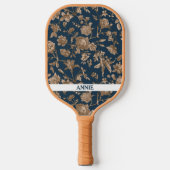 Antiek Bloemen Navy Gold Toile Pickleball Paddle (Voorkant)