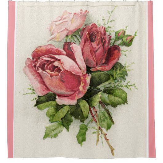 Antiek Bloemen Rozen Douchegordijn (Voorkant)