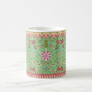 Antiek bloemen William Morris groen roze goud Koffiemok