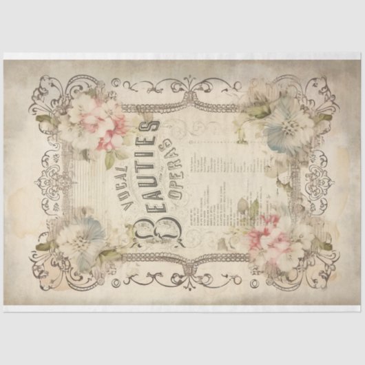  Antiek Bloemenopera Ephemera Decoupage Tissuepapier (Voorkant)