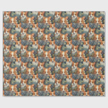 Antiek Bloemmotief Corgi Patroon Mooie Botanische
