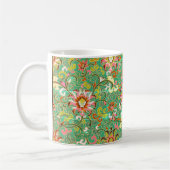 Antiek bloemmotief William Morris Groen Roze Koffiemok (Links)