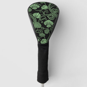 Antiek bloempatroon zwart en groen golfheadcover