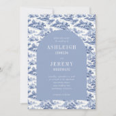 Antiek Blue Arch Toile Wedding Kaart (Voorkant)