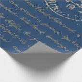 Antiek Blue Carte Postale, Frans script Cadeaupapier (Hoek)