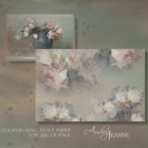 Antiek Blush White Rose Bouquet Decoupage Tissuepapier