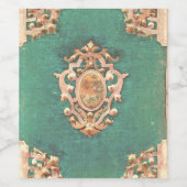 Antiek boek gouden groen sieraad wijn etiket (Enkel label)