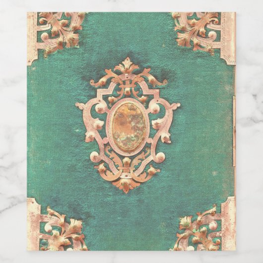 Antiek boek gouden groen sieraad wijn etiket (Enkel label)