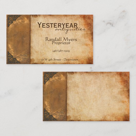 Antiek boek visitekaartje (Voorkant / Achterkant)