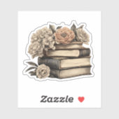 Antiek boeken en bloemen waterdicht sticker (Vel)