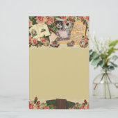  Antiek Boeken en Rozen Collage Briefpapier (Staand voorkant)