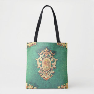 Antiek boekenschaar en groen elegant Victoriaans Draagtas