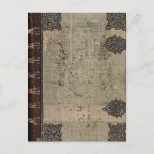 Antiek boekomslag met metalen scharnieren briefkaart