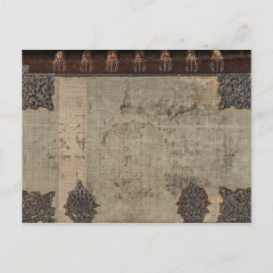 Antiek boekomslag met metalen scharnieren briefkaart