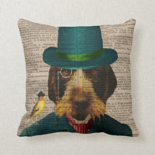 Antiek boekpagina Wirehaered Griffon Dog Pillow Kussen