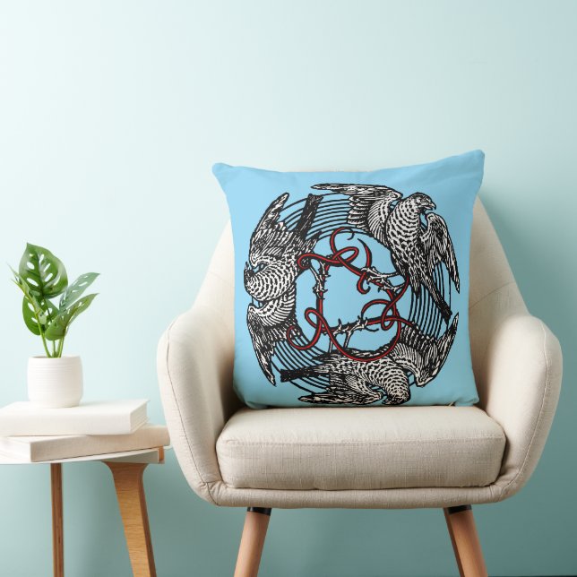 Antiek Boekplaat Drie Hawks William de Morgan Kussen (Stoel)