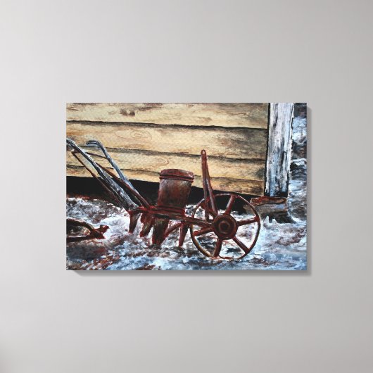 antiek boerderij gereedschap oude olieverfschilde canvas afdruk (Voorkant)