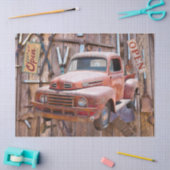 Antiek Boerderij Red Truck Antiek gereedschap Tissuepapier (Craft)