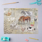 Antiek  boerderijdieren Ephemera Beige Tissuepapier (Craft)