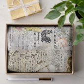 Antiek  boerderijdieren Ephemera Beige Tissuepapier (Geschenk)