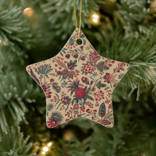 Antiek Borduurwerk Bloem Motief Stoffering Keramisch Ornament