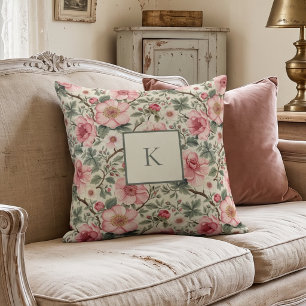 Antiek botanisch monogram kussen
