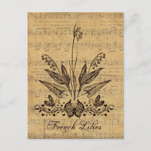 Antiek botanische Franse Lillies Briefkaart (Voorkant)
