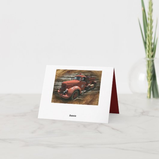 Antiek brandweerwagen brandweerwagen bedankkaart (Achterkant)