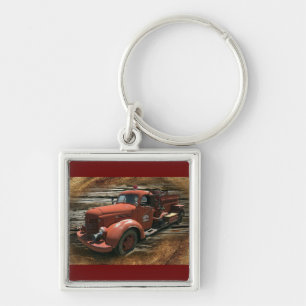 Antiek brandweerwagen brandweerwagen sleutelhanger
