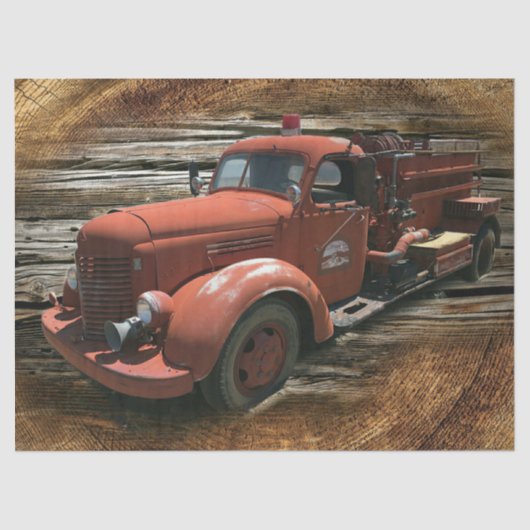 Antiek brandweerwagen brandweerwagen tissuepapier (Voorkant)