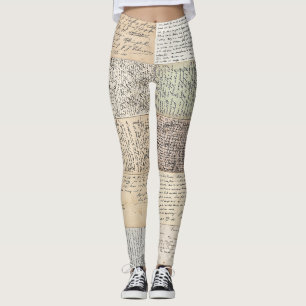 Antiek Briefkaarten Franse achtergrond Leggings