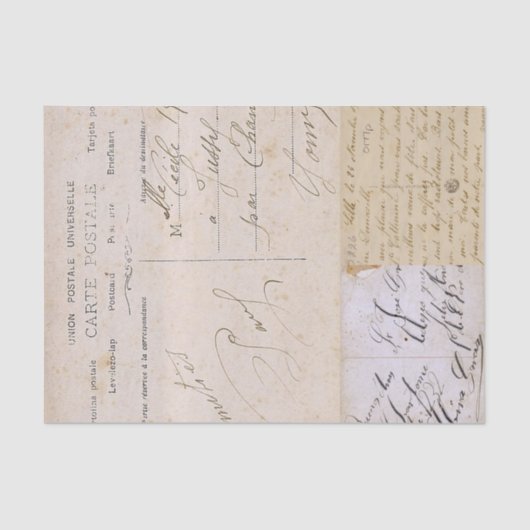 Antiek Briefkaarten handschrift Tissuepapier (Voorkant)