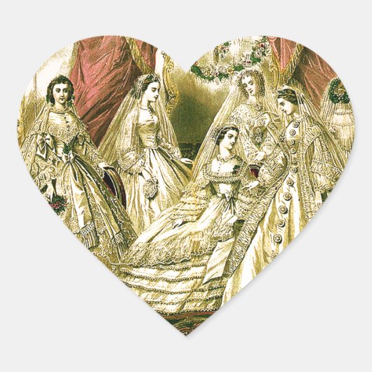 Antiek bruidsschat hart sticker (Voorkant)