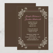 Antiek Bruin Ivoor Roze Wervelingen Na Huwelijk Kaart (Voorkant / Achterkant)