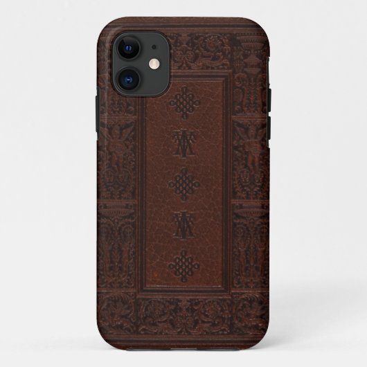 Antiek bruin leder in reliëfdruk Boekontwerp Case-Mate iPhone Case (Achterkant)