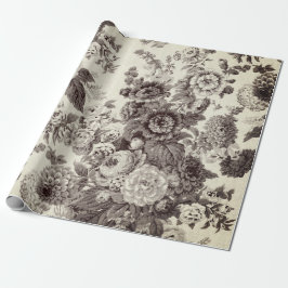 Antiek Bruin Tone Floral Dahlia Peony Cadeaupapier