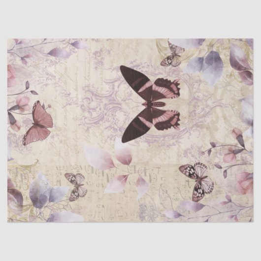 Antiek Butterfly Ephemera ontkoppeling Tissuepapier (Voorkant)