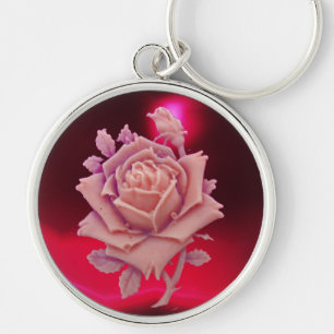 ANTIEK CAMEO/BEAUTIFUL PINK ROSE, Red Burgundy Sleutelhanger
