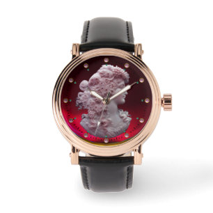 ANTIEK CAMEO, LADY MET DRUIVEN EN DRUIVEN HORLOGE