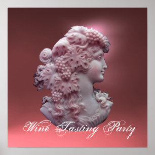 ANTIEK CAMEO, LADY MET DRUIVEN EN DRUIVEN POSTER