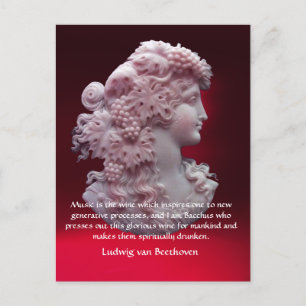 ANTIEK CAMEO, LADY MET DRUIVEN, WIJNQUOTE MET KNOP BRIEFKAART