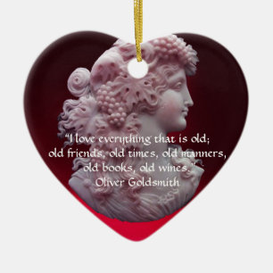 ANTIEK CAMEO, LADY MET DRUIVENWIJNQUOTE Hart Keramisch Ornament