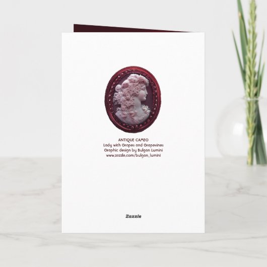 ANTIEK CAMEO, LADY MET Valentijnsdag VAN DRUIVEN Feestdagen Kaart (Achterkant)