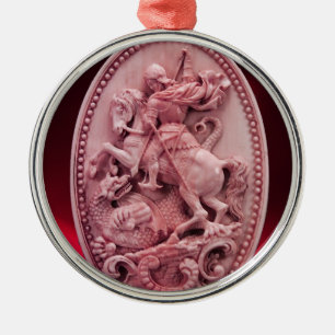 ANTIEK CAMEO / SAINT GEORGE MET DRAGON METALEN ORNAMENT
