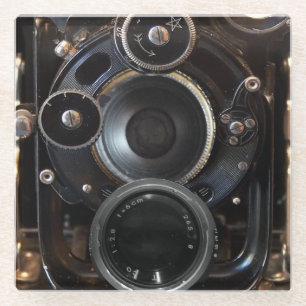 Antiek camerafotografie  lensfilm glazen onderzetter