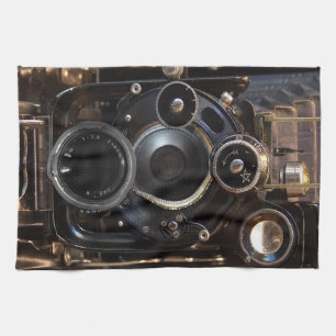 Antiek camerafotografie lensfilm theedoek