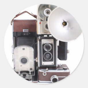 Antiek camera's ronde sticker
