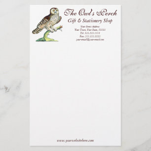 Antiek Canadees Owl Print Stationery Briefpapier