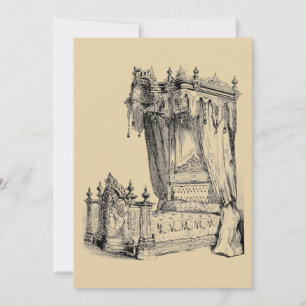 Antiek Canopy Bed franse meubelen  kunst Feestdagenkaart